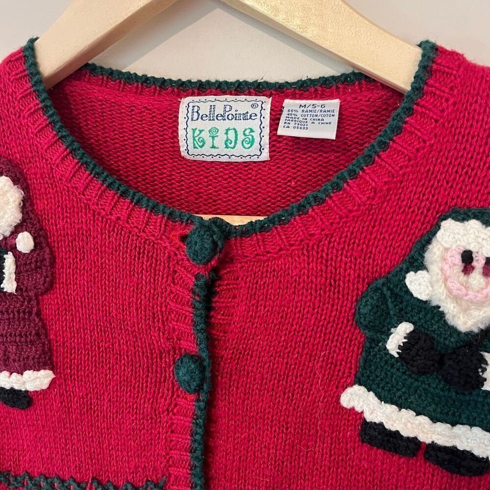 Vintage 90’s Christmas Santa Christmas sweater Belle pointe kids 5/6 - Picture 4 of 4
